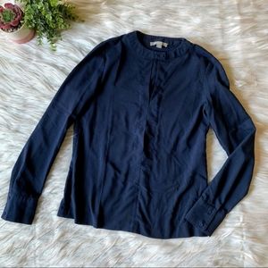 Vass Blue long sleeve keyhole blouse M